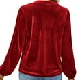 thumbnail image 5 of Meichang Velvet Blouses for Women Dressy Casual Long Sleeve Notch V Neck Button Up Henley Shirts Vintage Velour Business Work Top, 5 of 10