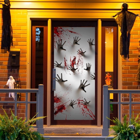 Daletu Door Cover, Halloween Zombie Hands, Haunted House Party Decor, 72"x30"