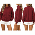 thumbnail image 2 of Aezemi Women Full Zip Oversized Sweatshirt with Cargo Pockets Mock Neck Zip up Fashion Loose Fit Fall Winter Outerwear Coat Casual Trendy Long Sleeve No Hood Sweatshirt for Women XXL, 2 of 7