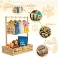 thumbnail image 4 of Baby Clothing Rack for Toddler, Pets, Bamboo Clothes Rack with Adjustable Hanging Rod, Storage Shelf & Handle, Nursery Organizer for Baby Shower, Dogs and Cats, 4 of 7