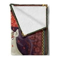 thumbnail image 2 of Day of the Dead Soft Flannel Fleece Throw Blanket, Dia de los Muertos Print Woman with Calavera Makeup Spanish Rose Artwork, Cozy Plush for Indoor and Outdoor Use, 60" x 80", Burgundy, by Ambesonne, 2 of 5