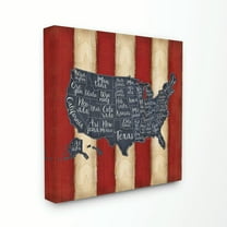 The Kids Room by Stupell United States Map Red White Blue Canvas Wall Art by Jennifer Pugh