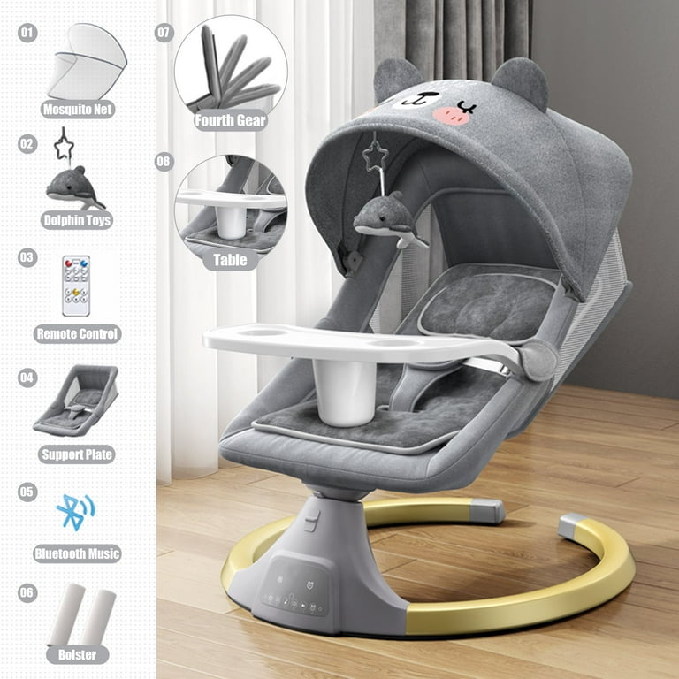 Vehipa Electric Baby Swing Lie Flat Swing Chair Music Speaker with
