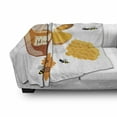 thumbnail image 3 of Honey Bee Soft Flannel Fleece Blanket, Apiary Collaboration Wooden Spoon Honeycomb Jar and Sunflowers Cartoon, Cozy Plush for Indoor and Outdoor Use, 50" x 60", Orange and Multicolor, by Ambesonne, 3 of 6