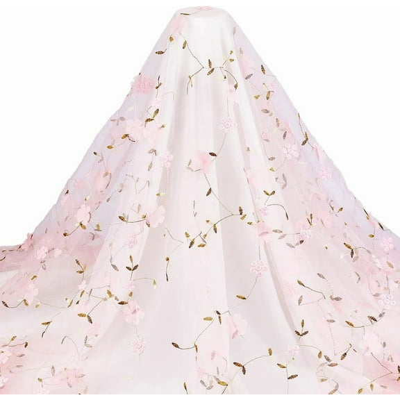 2 Yards Flower Embroidery Mesh Lace Fabric Polyester Soft Tulle Fabric Clothing Accessories for Sewing DIY Bridal Veils Dress Clothes Party Dress Home Decoration colorful