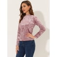 thumbnail image 4 of Camiseta casual Allegra K de manga larga con cuello redondo y parte superior de terciopelo Rosa XS, 4 of 4