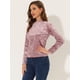 thumbnail image 4 of Camiseta casual Allegra K de manga larga con cuello redondo y parte superior de terciopelo Rosa XS, 4 of 4
