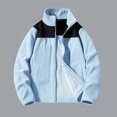 thumbnail image 3 of Gibobby Chaquetas y abrigos para mujer Cárdigan con capucha de forro polar gruesa para senderismo azul M, 3 of 4
