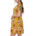 thumbnail image 2 of Balery Daisy maple fall Vestidos sueltos de manga corta para mujer, vestidos de verano 2025, vestidos casuales de corte A con vuelo., 2 of 6