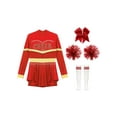 thumbnail image 3 of HULIJA Tenues de Cheerleading pour Filles Enfants Halloween Cheer Leader Costume de Cosplay Rave Fête Danse Justaucorps Robe Rouge B 8, 3 of 7