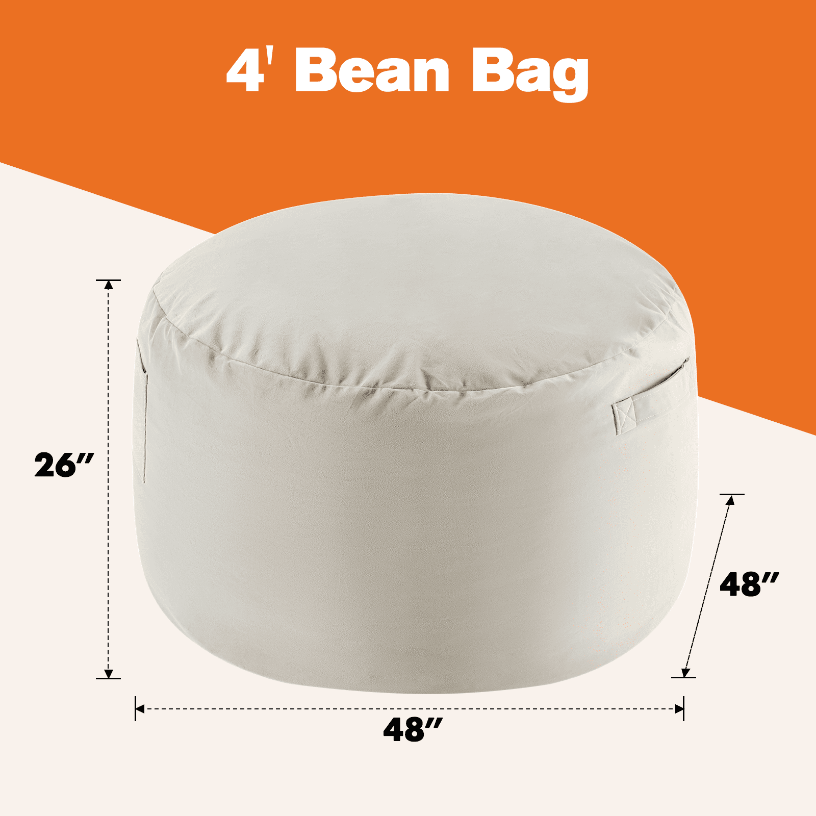 MAYEERTY Bean Bag Chair Foam Filled Furniture with Soft Removable Cover, Comfy Sofa for Living Room Bedroom Dorm, 4 Feet