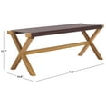 thumbnail image 2 of Safavieh Elron Teak and Leather Bench  in Brown / Natural, 2 of 9