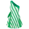 thumbnail image 3 of Zaldita Women's Christmas Candy Cane Striped Dance Dress Striped One Shoulder Sleeveless Mini Dress Green XXL, 3 of 5