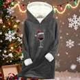 thumbnail image 5 of ShiShine Womens Sherpa Fleece Pullover Hoodie Christmas Wine Glass Santa Hat Glitter Print Long Hooded Top Winter Warm Loungewear, 5 of 6