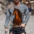 thumbnail image 1 of EGNMCR T-shirt Décontracté à Col Rond Long pour Homme, T-shirt Rétro à Impression 3D de Cheval à Col Rond à Manches Longues pour Homme pour le Printemps et l'Automne,, 1 of 1
