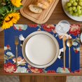 thumbnail image 4 of Blue Crane Placemats Set of 6, Vintage Red Teal Spring Floral Botanical Placemats for Dining Table, Place Mats for Kitchen Tabletop, Waterproof Wipeable Dining Table Mats Set, 4 of 9