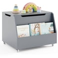 thumbnail image 1 of Costway Coffre à Jouets pour Enfants en Bois, Organisateur Mobile de Rangement pour Jouets avec Bibliothèque et Roues Verrouillables, Gris, 1 of 9
