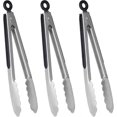 thumbnail image 1 of Kitchen Barbecue Tongs 9" Non-Slip Locking Mechanism Stainless Steel Cooking Tongs, Set of 3 (Silver), 1 of 5