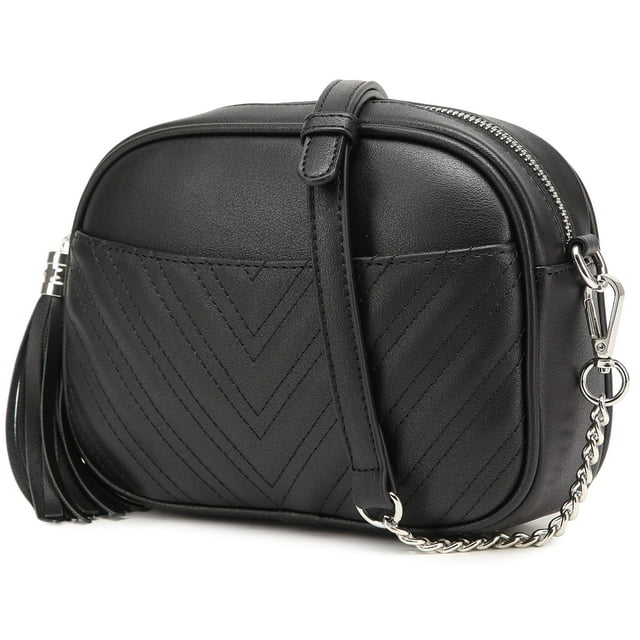 Bandolera lola mae acolchada negro-plata LM691 para mujer