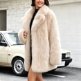 thumbnail image 4 of Ayolanni Women's Faux Fur Coat Long Sleeve Lapel Open Front Jackets Warm Winter Fuzzy Outerwear with Pockets Beige L, 4 of 7