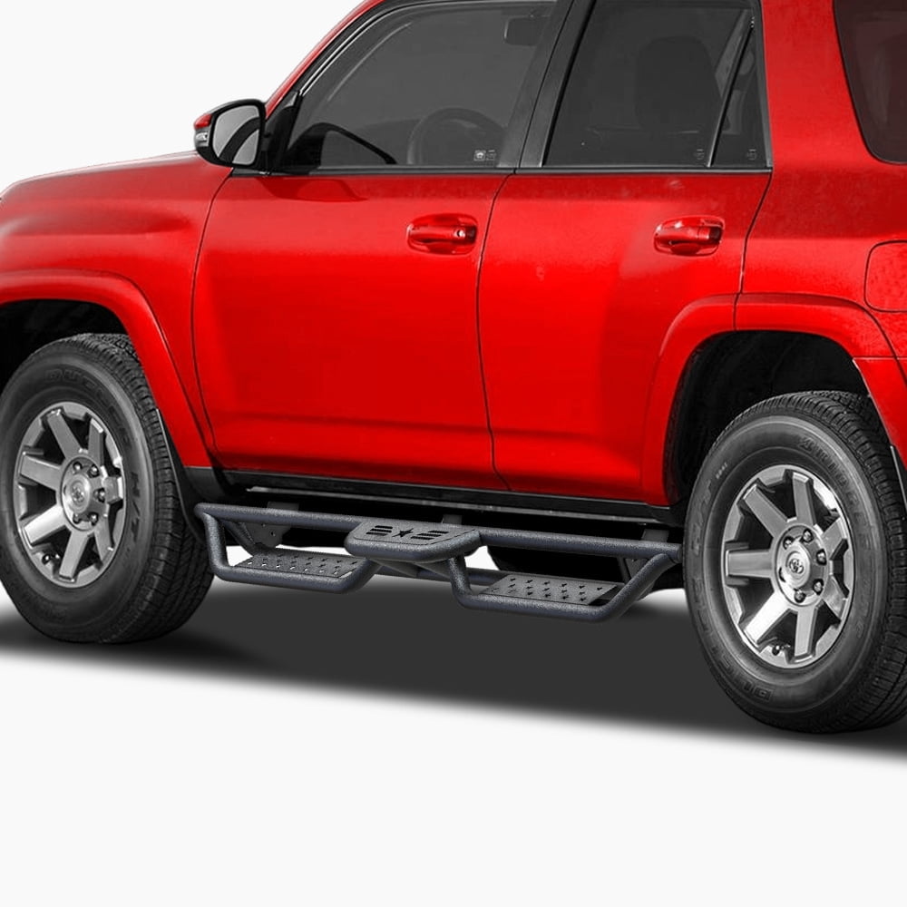 6" Running Boards Compatible with Toyota 4 Runner 2010-2024 Trail Edition, 2014-2024 SR5/TRD Pro, 2-Stairs Side Step Carbon Steel Nerf Bars