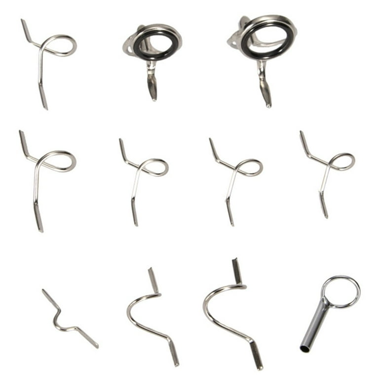 11Pcs Fly Fishing Rod Guide Eye Set Guide Ring Guide Tip Hook Rod