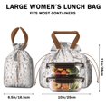 thumbnail image 5 of Boho Bohemia Flower Drawstring Lunch Bag Women - Drawstring Lunch Bag Insulated for Work Office - Stain-Resistant Large Lunchbags for Women with Multi-Pockets, 5 of 6