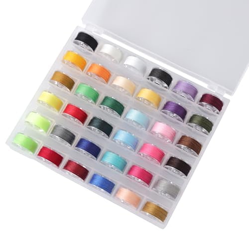 36Pcs Bobbins and Sewing Threads with Bobbin Case,Sa156 Bobbins Plastic with Case for Brother,Bro-Ther,Singer,Sewing Machine Accessories (Multi-Color)