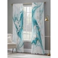 thumbnail image 4 of White Teal Marble Sheer Curtains 84 Inch Length 2 Panels Set, Modern Abstract Art Marble Fluid Voile Window Treatment Rod Pocket Curtains Sheers Drapes for Bedroom/Living Room/Kitchen 52"x84"x2, 4 of 7