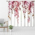 thumbnail image 2 of Burgundy Eucalyptus Leaves Window Curtains Rustic Watercolor Red Flower Floral Plant Botanical Farmhouse Curtain Drapes Herb Curtains for Bedroom Living Room Treatment 2 Panels 42Wx63H Inch, 2 of 6