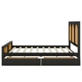 thumbnail image 3 of Solid Wood Rattan Bed Frame with 2 Drawers, Rattan Headboard and Footboard, Platform Bed Frame, Mid Century Bedframe, Wood Foundation(Black, Queen), 3 of 9
