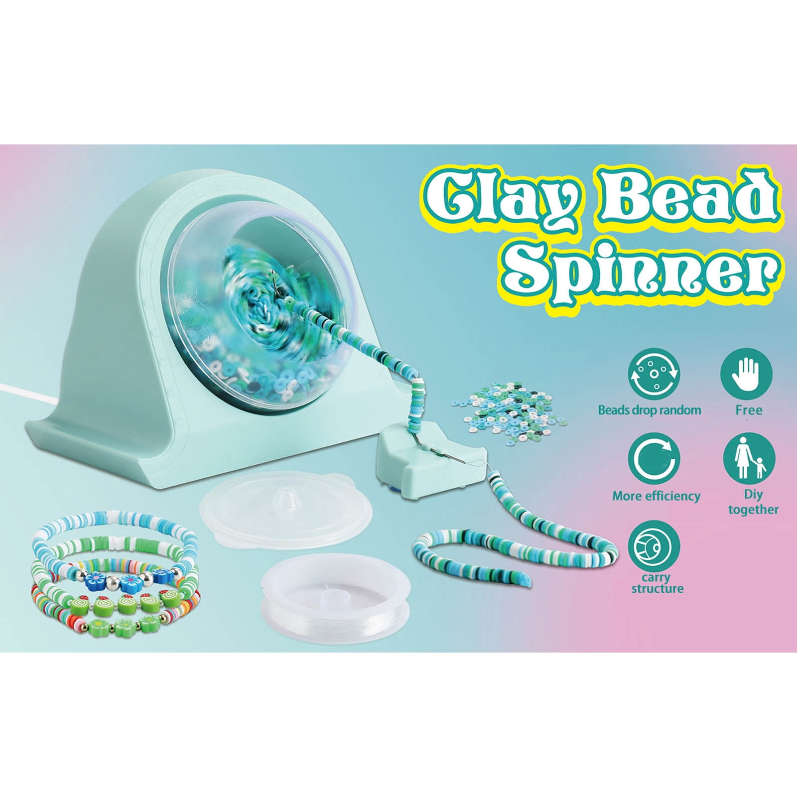Innovative Bead Spinner Kit Electric Beads Stringing Machine Silicone Bowl with Thread Necklace Making Supplies