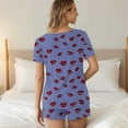 thumbnail image 4 of FRSASU Women Pajamas Set 2 Piece Cute Red Lips Print Short Sleeve V Neck Top with Shorts Set Sleepwear with Pocket Purple XXL(XXL), 4 of 8