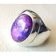 thumbnail image 3 of Purple Copper Turquoise Mans Ring, Natural Copper Turquoise, Silver Jewelry, 925 Silver Ring, Birthday Gift, Heavy Mens Ring, Arabic Design, Ottoman Style Ring, Christmas, Turkey Mens Signet Ring, 3 of 5