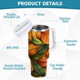 thumbnail image 2 of Yayeee 40oz Stainless Steel Tumbler with Straw and Handle Double-Wall Insulated Travel Water Bottle, Green Retro Leaves, 2 of 8