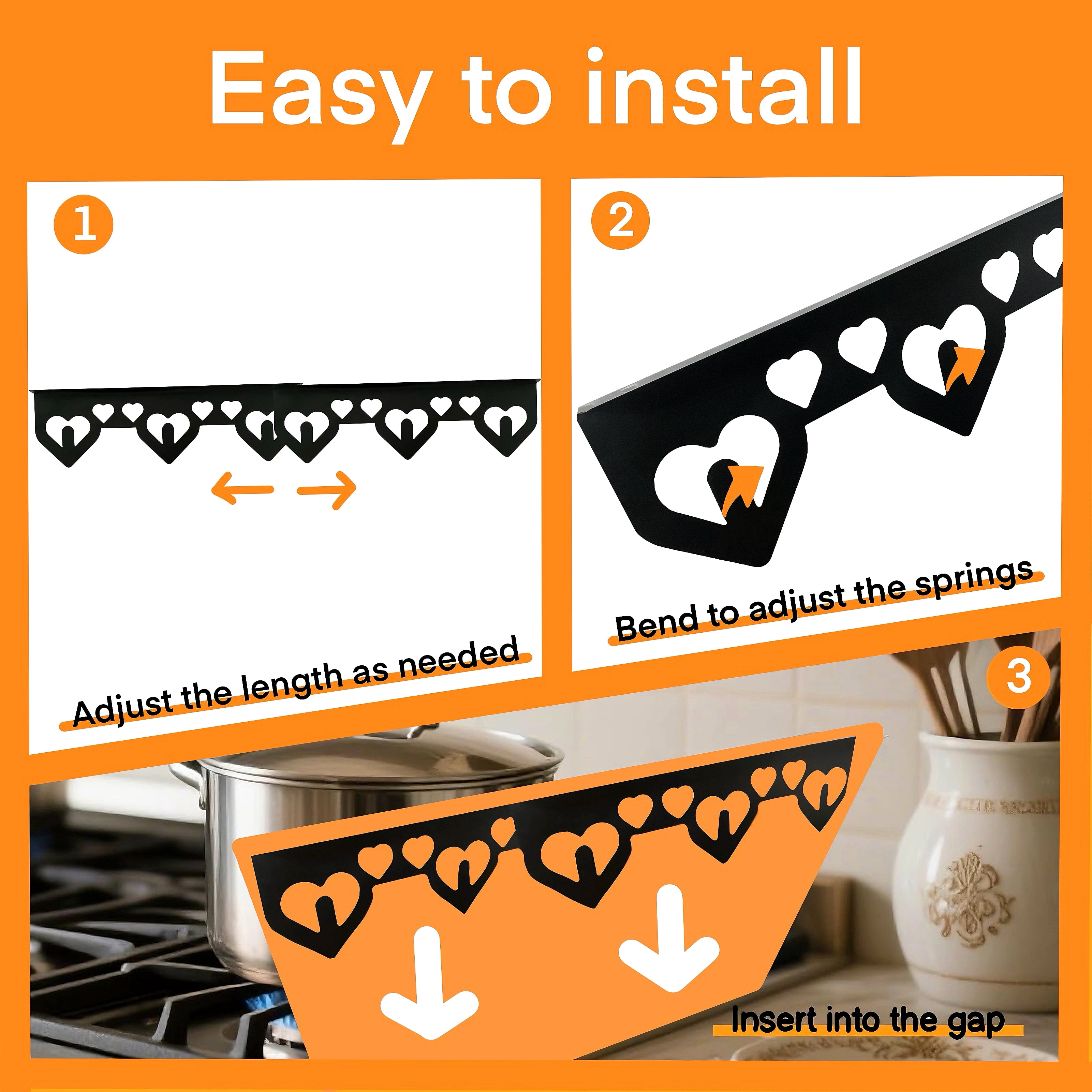 4 Pcs Stainless Steel Stove Gap Covers, Stove Gap Filler Easy Retractable，Heat Resistant Guard Between Stove for Kitchen