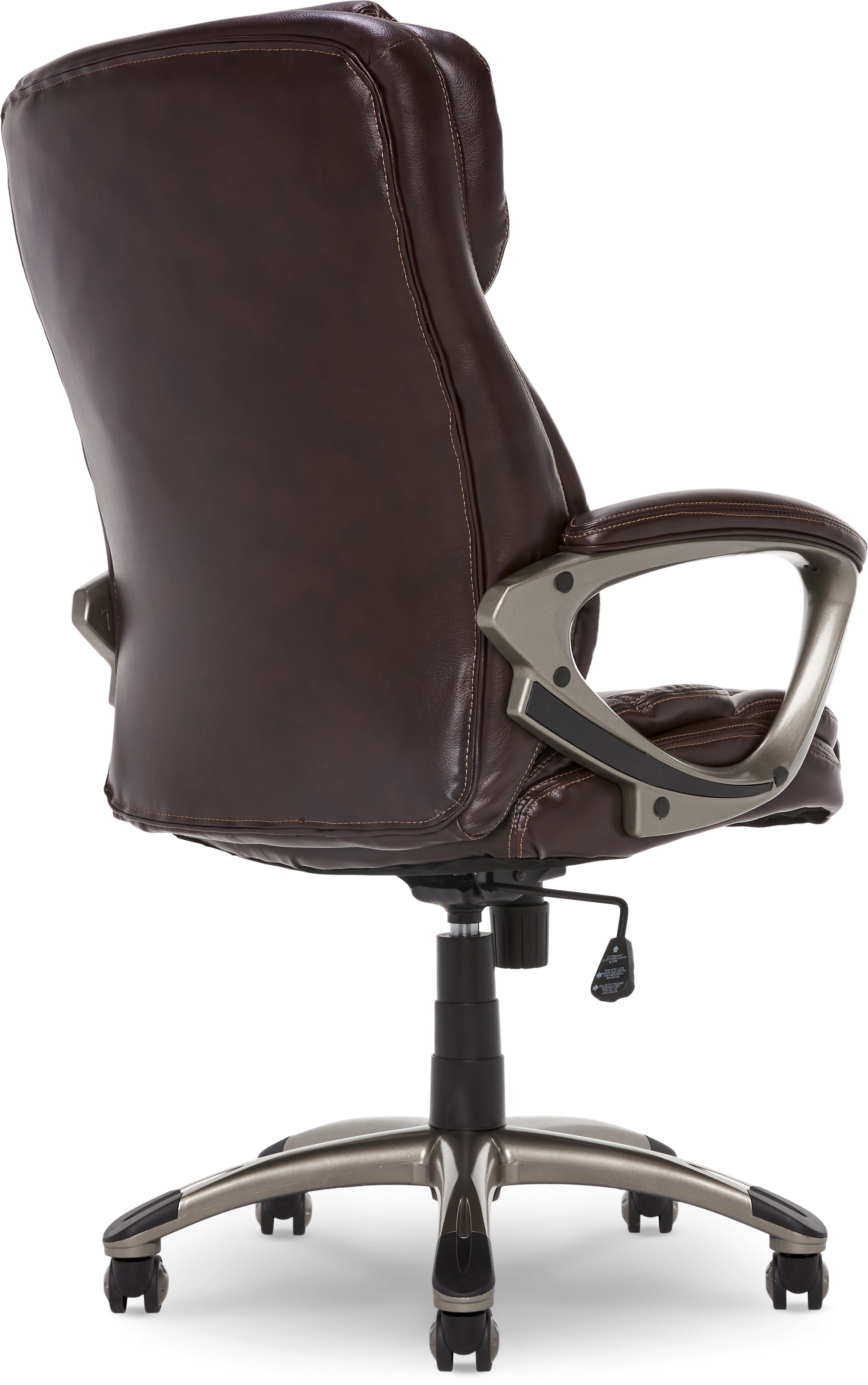Serta Garret Executive Office Chair, Ergonomic Mid-Back with Lumbar Support, Semi-Plush Cushion and Body Pillows, Padded Armrests, Swivel Base, Bonded Leather, Brown