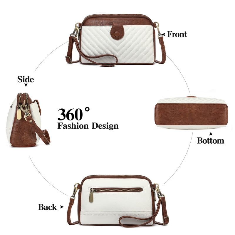 GAEKEAO Crossbody Bags for Women Leather Shoulder Purse Cross Body Bag Handbag with Wristlet Top Zipper