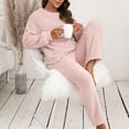 thumbnail image 5 of Womne Pajama Set 2 Pcs/set Pajama Set Autumn Winter Casual Outfit Top Pants Set Home Clothes, 5 of 8