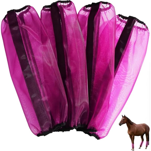 Mini Pony Fly Boots Set of 4, Breathable Mesh Horse Leg Wraps with Anti-sag Support, Insect Protection Boots for Horses, Adjustable Fly Boots for Large Medium Small