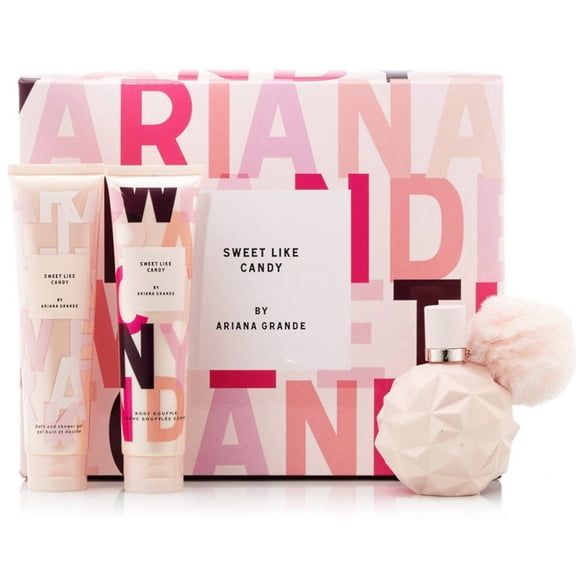 Ariana Grande AGSET1020 Sweet Like Candy Set for Women - 1.7 oz Eau De Parfum Spray Plus 0.33 oz Eau De Parfum Spray Plus 3.4 oz Body Souffle - 3 Piece