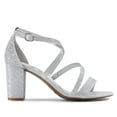 thumbnail image 3 of BURUDANI Women's Ankle Strap Dress Pump Low Chunky Heel Sandals SILVER/GLITTER Size 6, 3 of 8