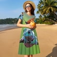 thumbnail image 4 of Balery Butterfly Landing On Head Dumpy Frog Vestidos sueltos de manga corta para mujer, vestidos de verano 2025, vestidos casuales de corte A con vuelo., 4 of 6