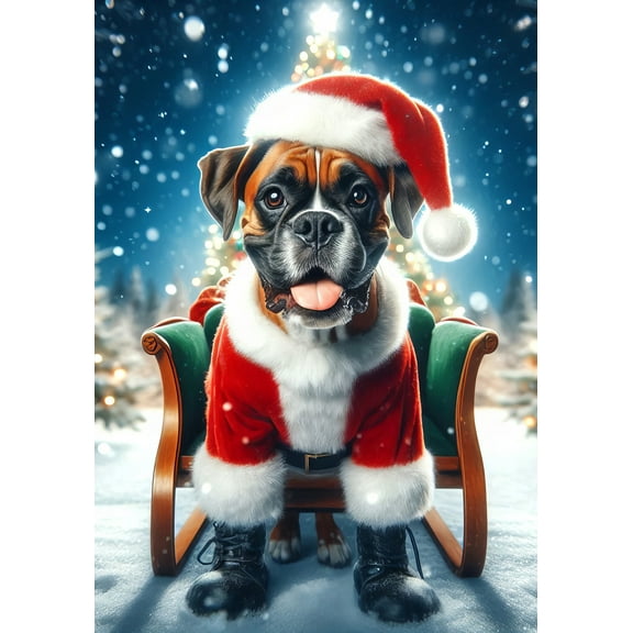 Boxer Fawn Uncropped - Best of Breed DCR Christmas House Flag 28" x 40"