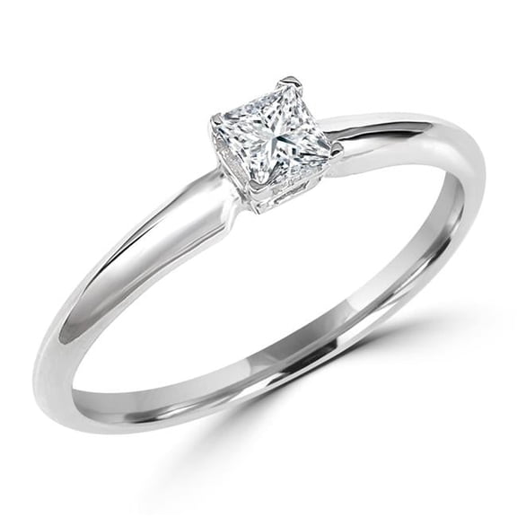 MD170184-4.75 0.5 CT Princess Diamond Solitaire Engagement Ring in 10K White Gold - 4.75