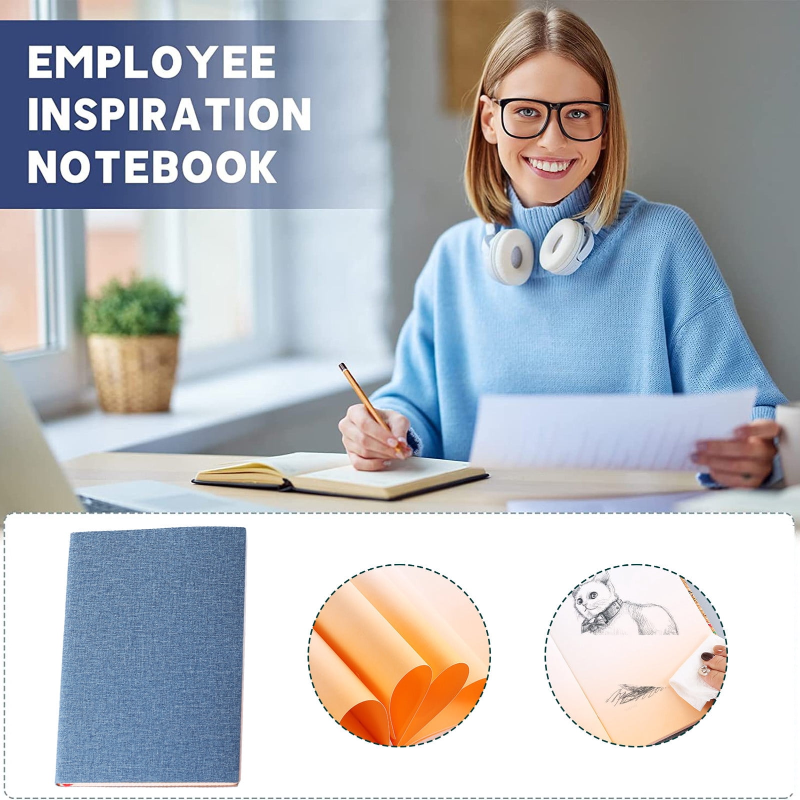 Nkmbld Notebooks for Work A5 Erasable Smart Technology Writing Notebook and 10ml Erasable Pen for Work, Travel, Bible, and Meeting, Blue