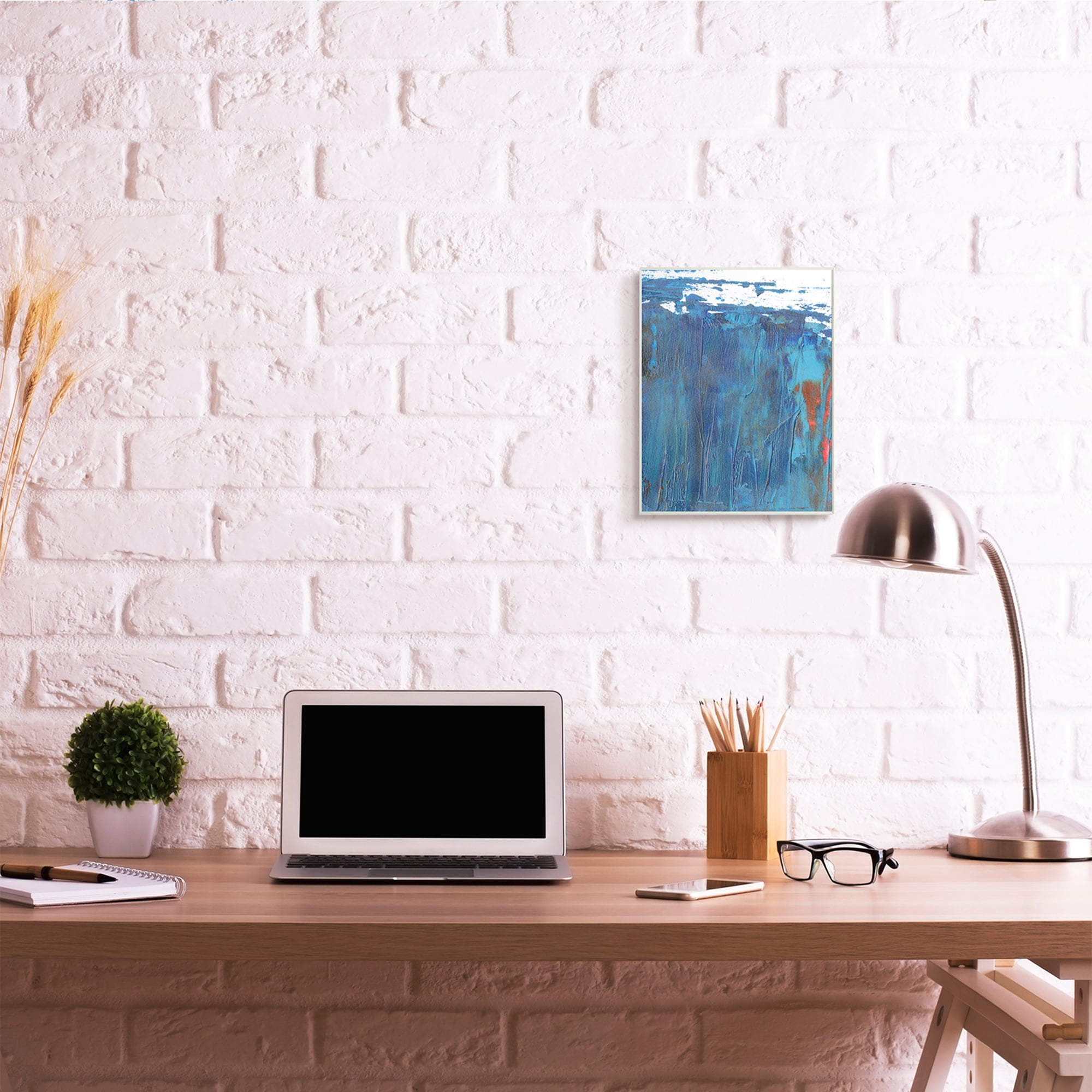 Stupell Industries Sea Wave Inspired Abstract Design Blue Red Wall Plaque, 10 x 15, Design by Melissa Wang