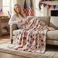 thumbnail image 4 of 250 Anniversary USA Patriotic Star Print Sofa Blanket 51.2x39.4in for 4th of July Couch Decor and Picnic Throw, 4 of 4
