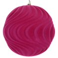 thumbnail image 1 of Vickerman MT196170D 6 in. Fuchsia Flocked Wave Ornament - 2 per Bag, 1 of 1