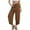 Brown, variant on Wensltd Women Solid Color Baggy Wide Leg Pants Casual Elastic Waist Pocket Pants